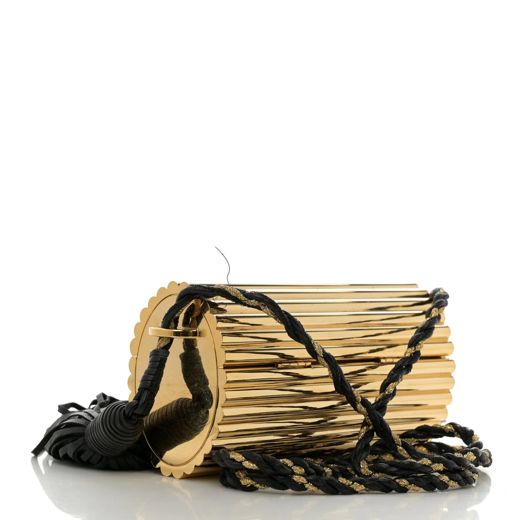 Saint Laurent Gold Ribbed Minaudiere