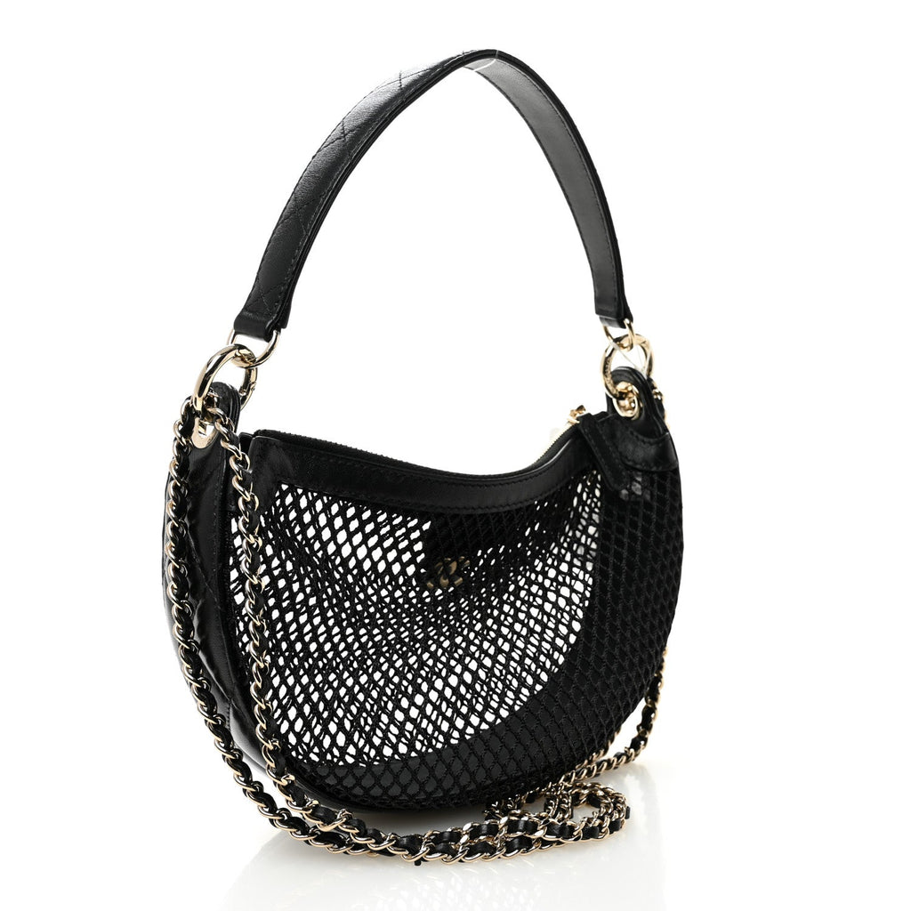 Chanel Black Mesh Hobo Bag