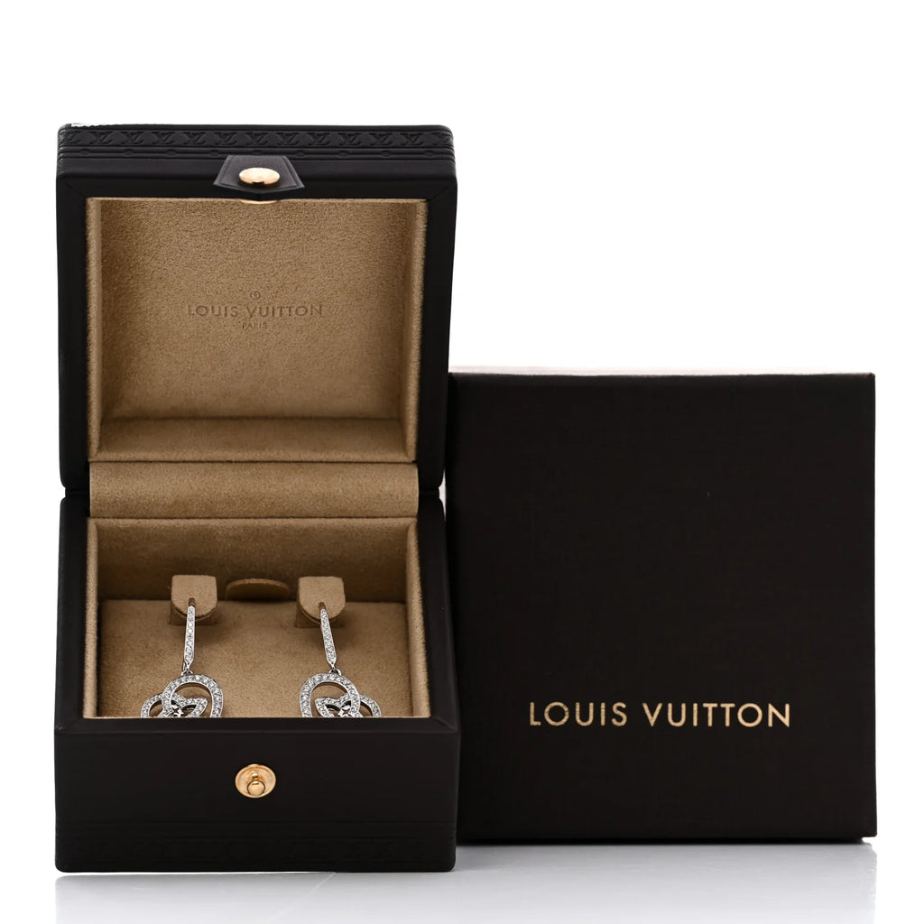 Louis Vuitton Silver Crystal Heart Earrings
