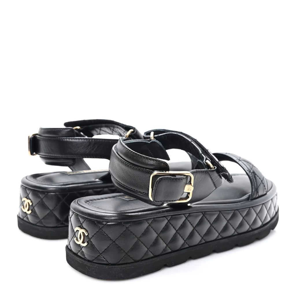 Chanel Black Quilted Leather Platforms