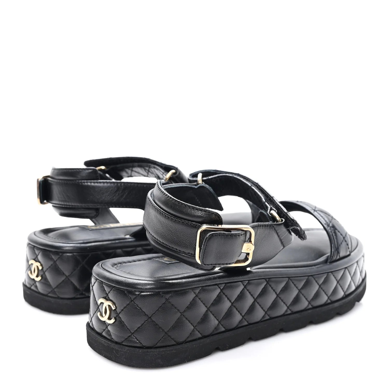 Chanel Black Quilted Leather Platforms