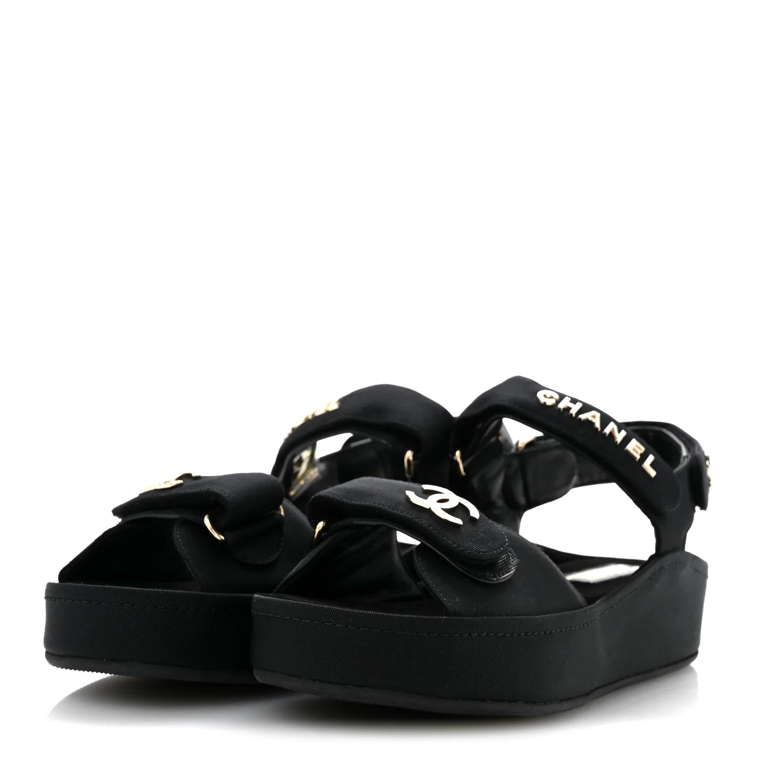 Chanel Black Fabric Crystal Sandals
