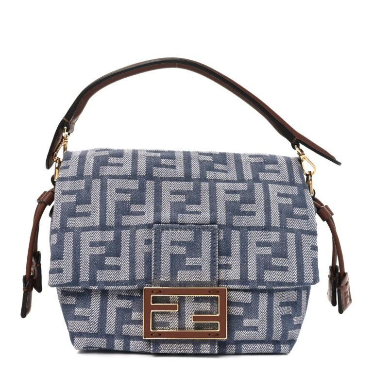 Fendi Blue FF Monogram Baguette