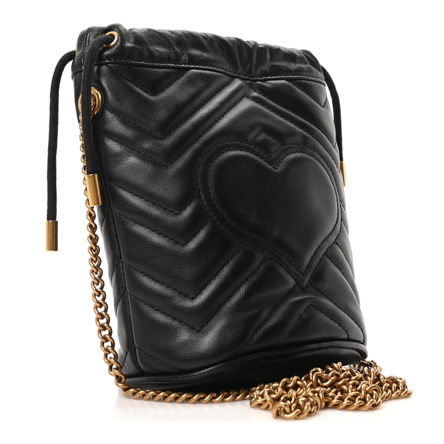 Gucci Marmont Black Leather Bucket Bag
