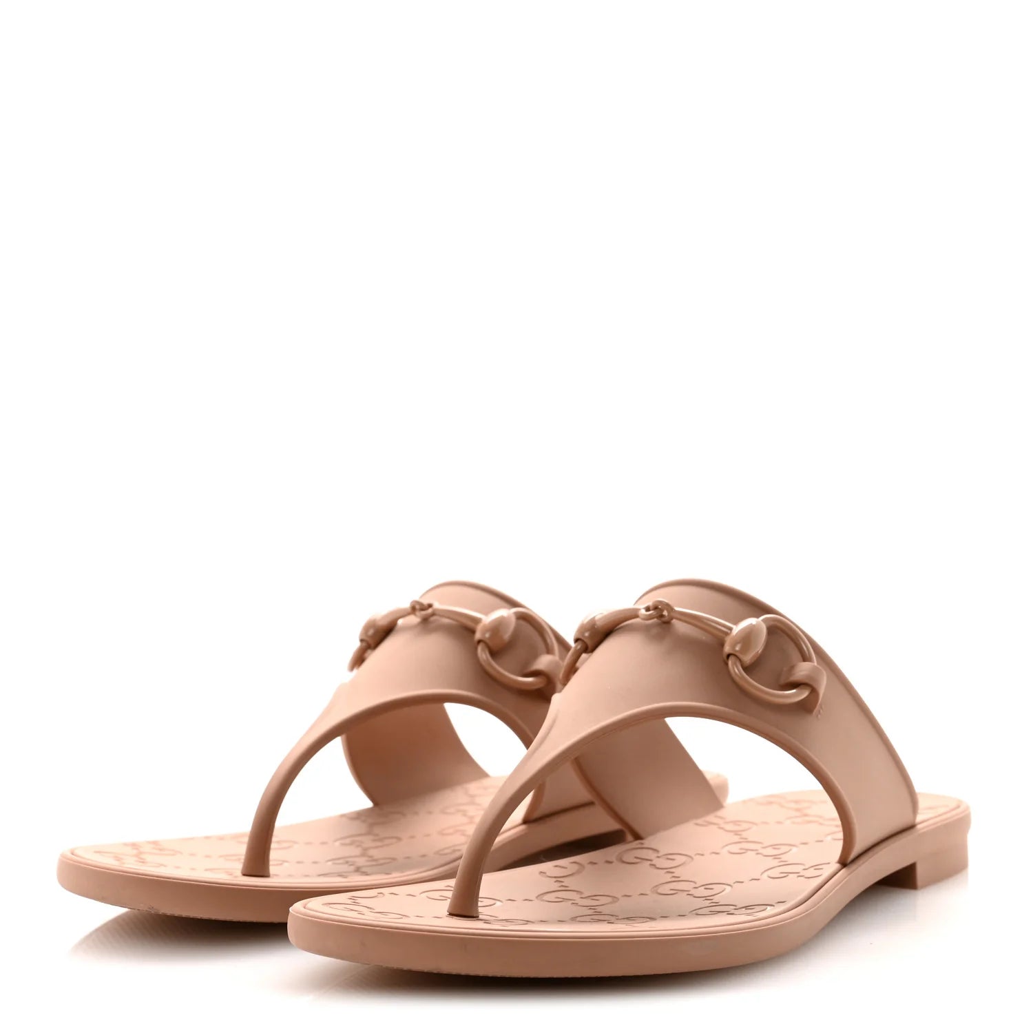 Gucci Nude Rubber Horsebit Sandals