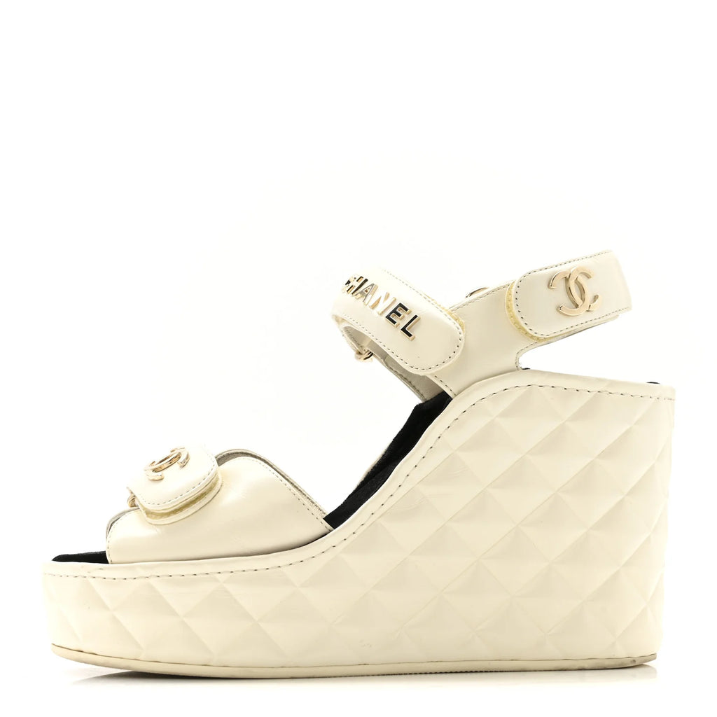 Chanel Quilted Leather Platform Wedges