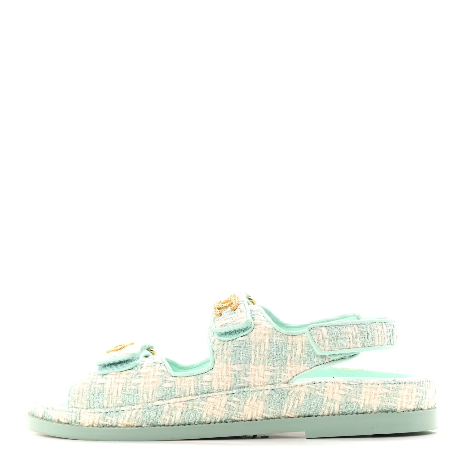 Chanel Mint Green Tweed Sandals