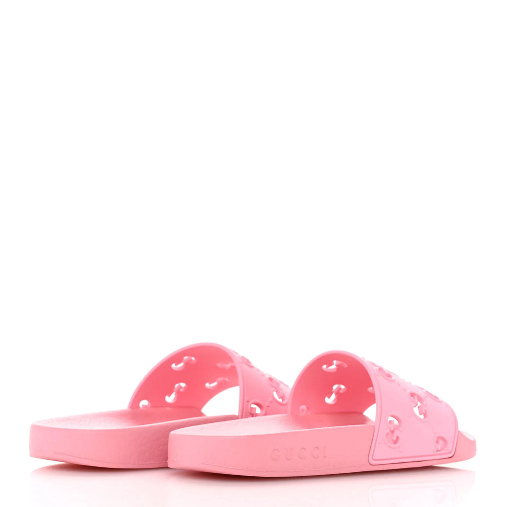 Gucci Pink Rubber Logo Slides