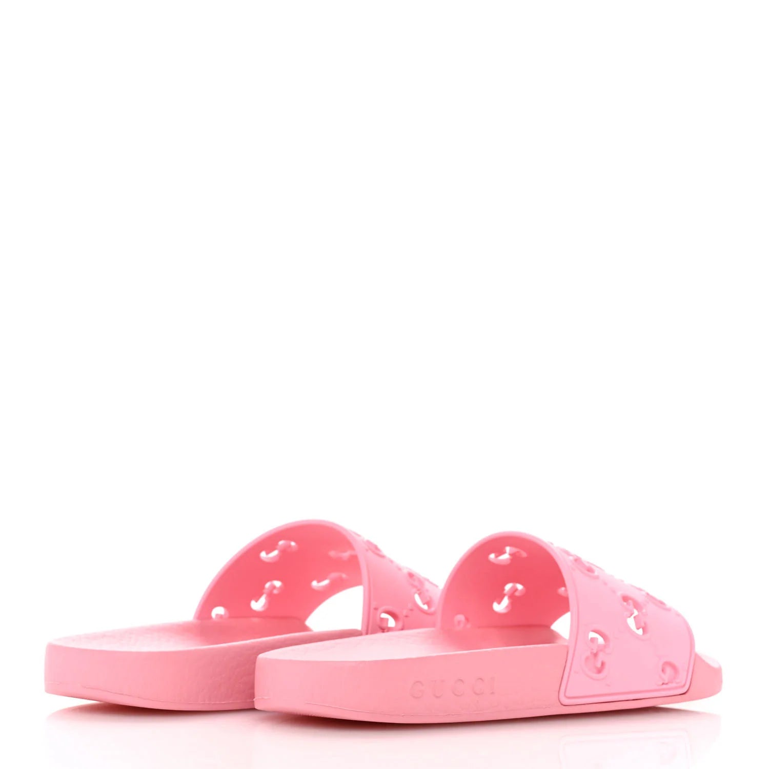 Gucci Pink Rubber Logo Slides