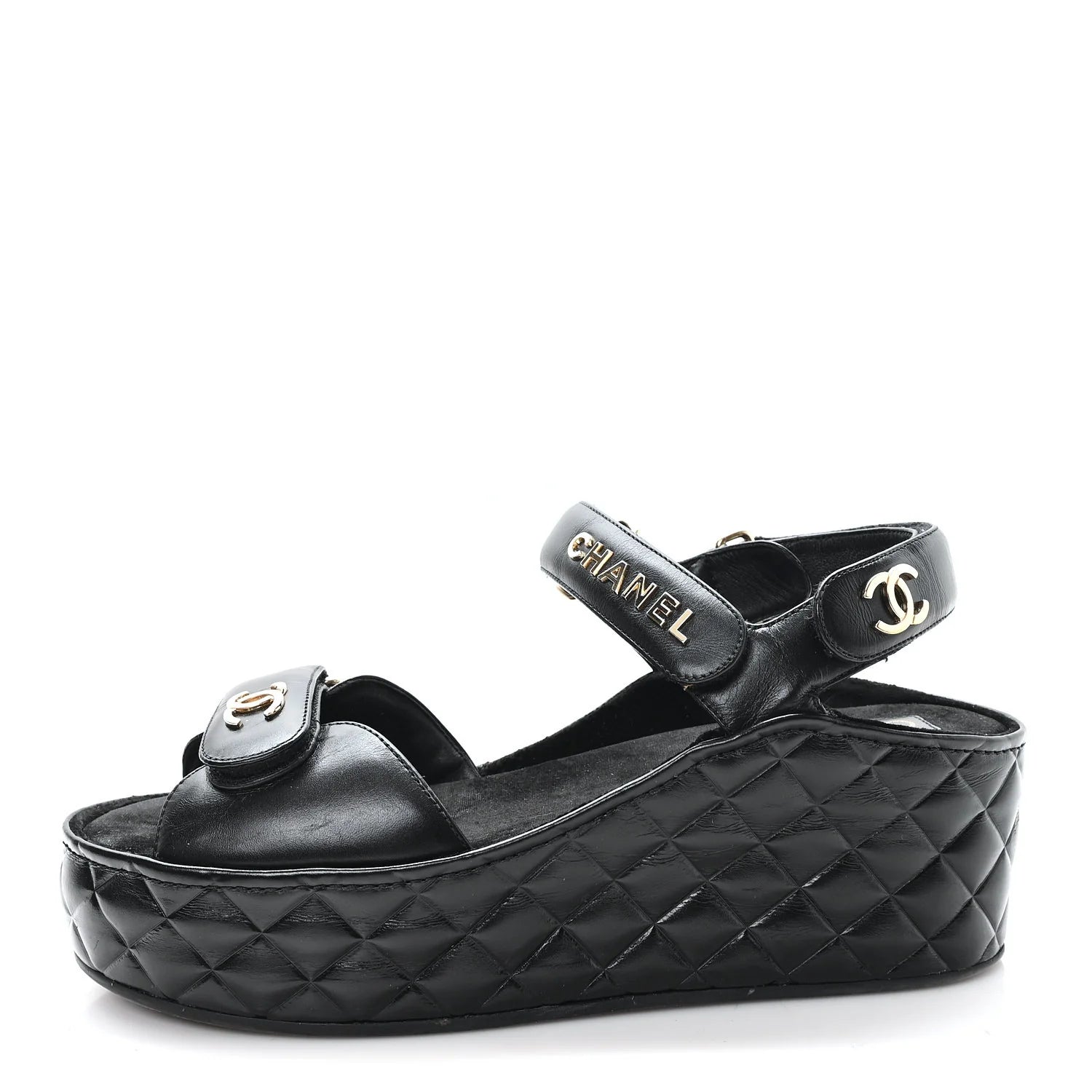 Chanel Black Quilted Leather Platform