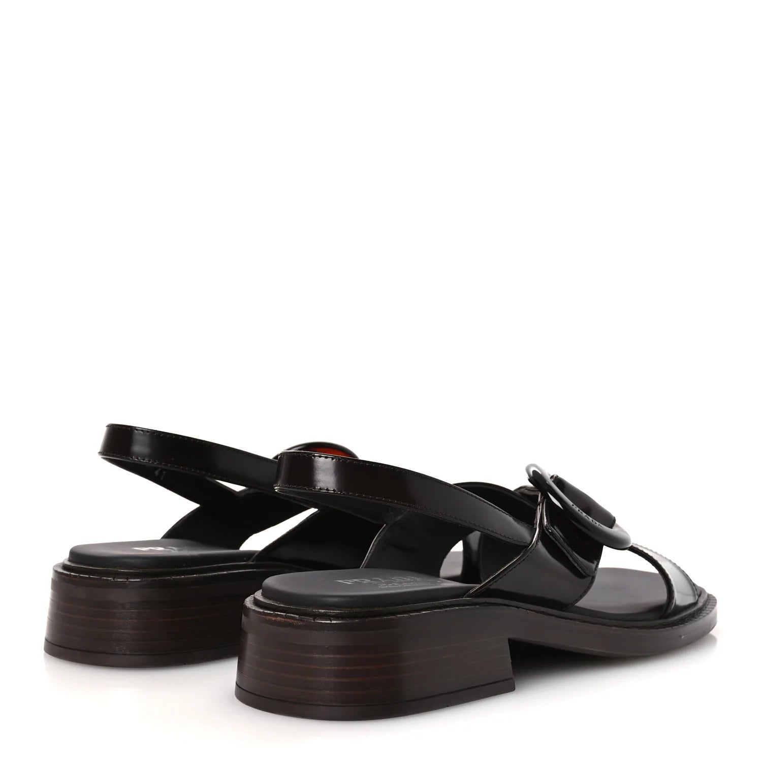 Prada Spazzolato Leather Buckle Sandals