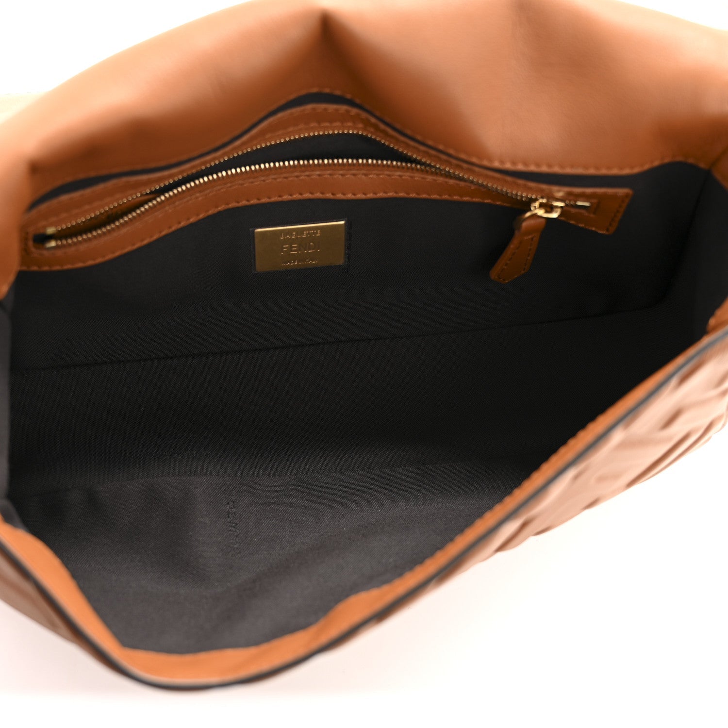 Fendi Brown Embossed Leather Baguette