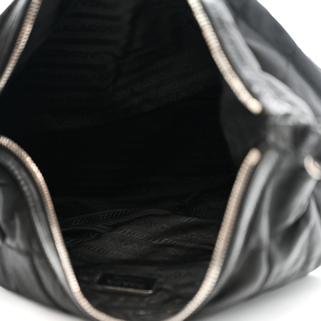 Prada Black Quilted Nylon Hobo