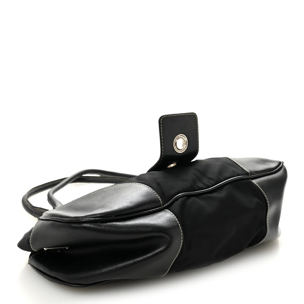 Prada Black Nylon Leather Shoulder Bag