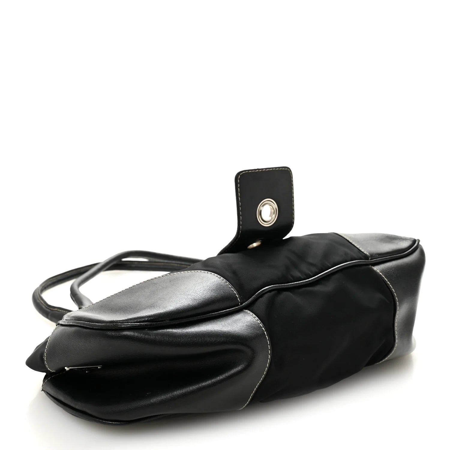 Prada Black Nylon Leather Shoulder Bag