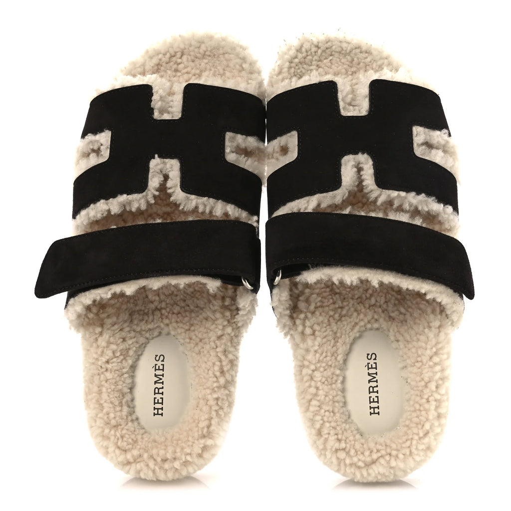 Hermes Black Suede Shearling Chypre