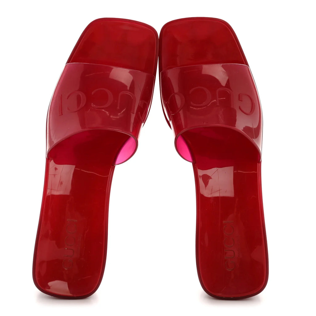 Gucci Pink Rubber Platform Slides