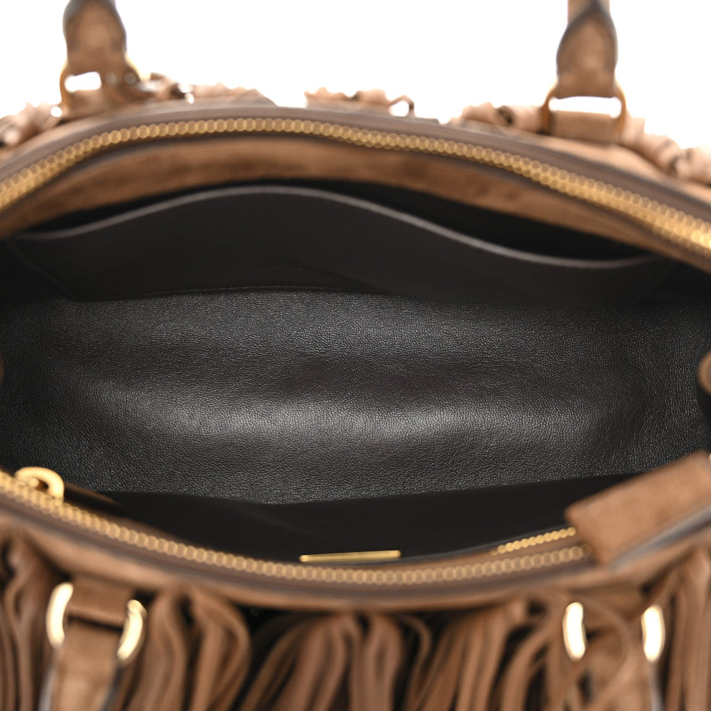 Prada Brown Suede Fringe Tote