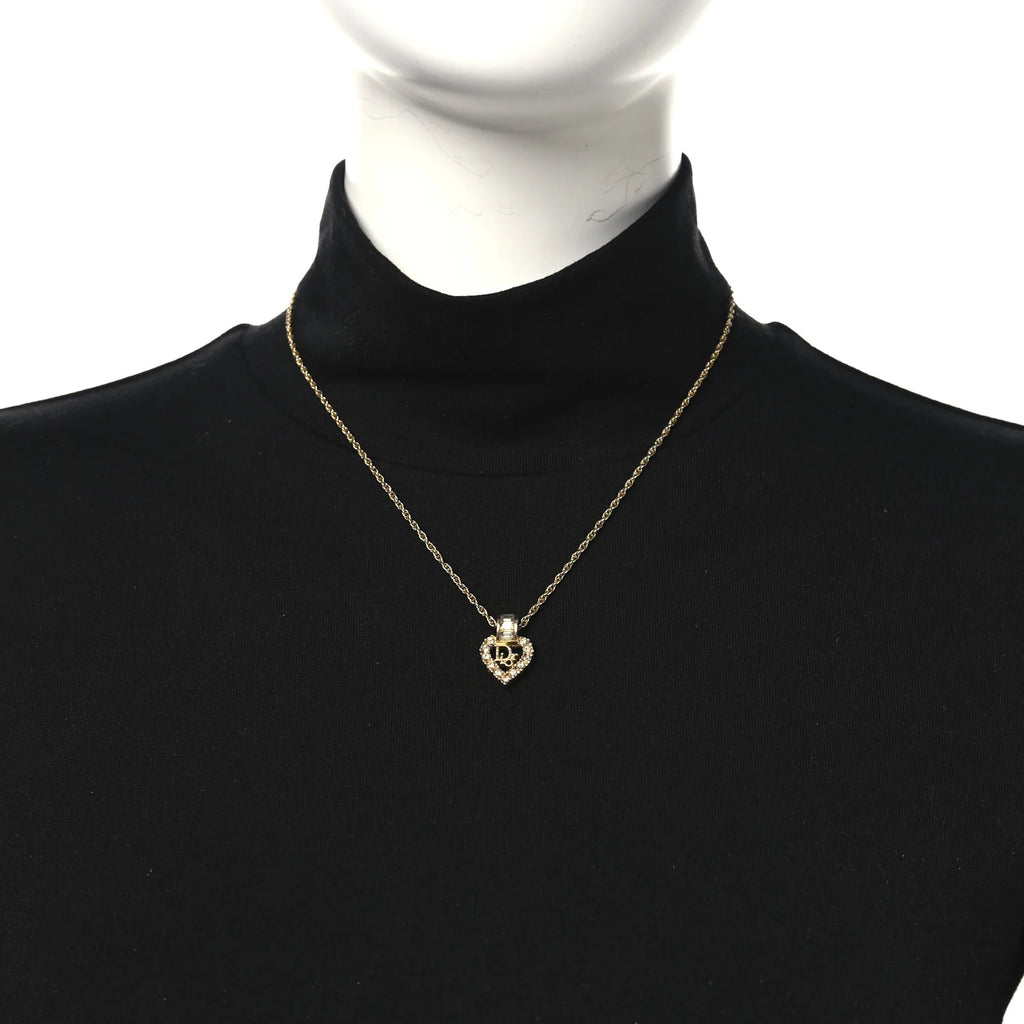 Dior Gold Crystal Heart Necklace