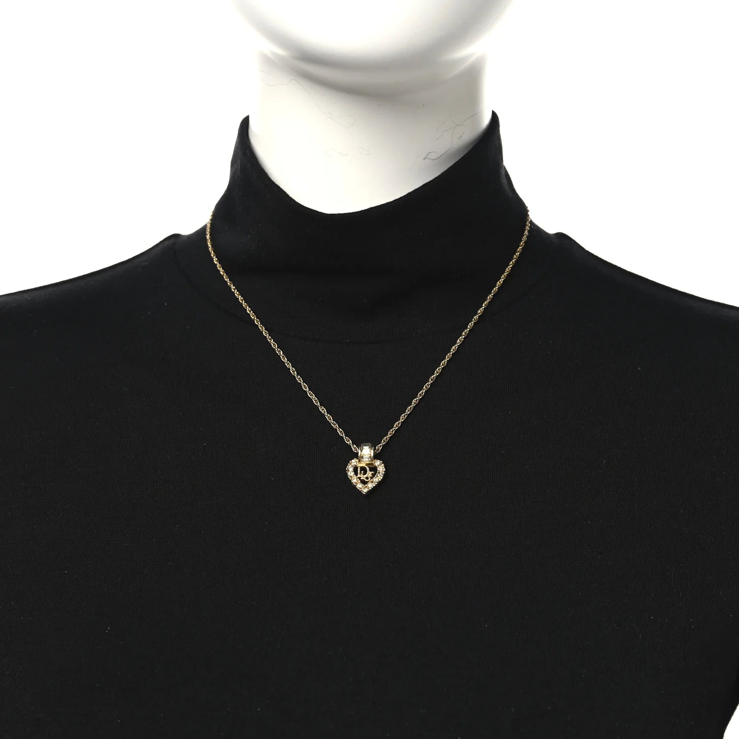 Dior Gold Crystal Heart Necklace
