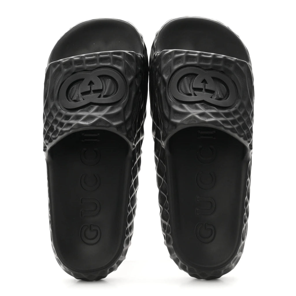 Gucci Black Interlocking G Slides
