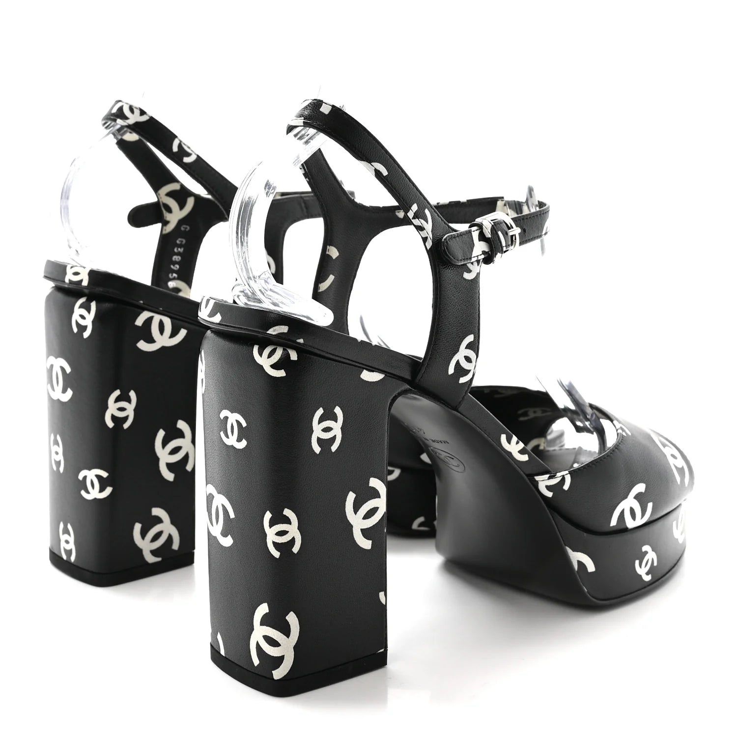 Chanel Black Logo Platform Sandals