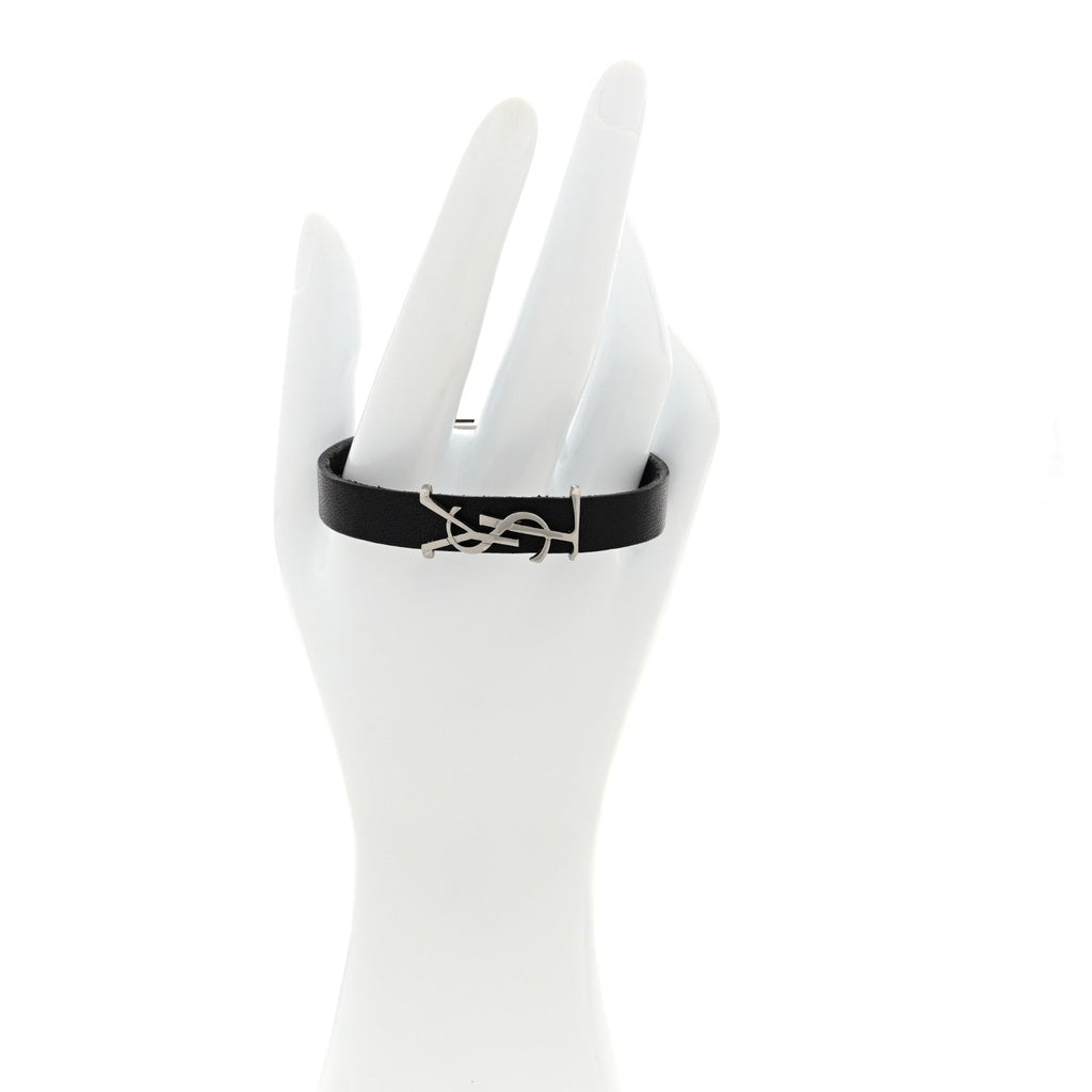 Saint Laurent Black Leather YSL Bracelet