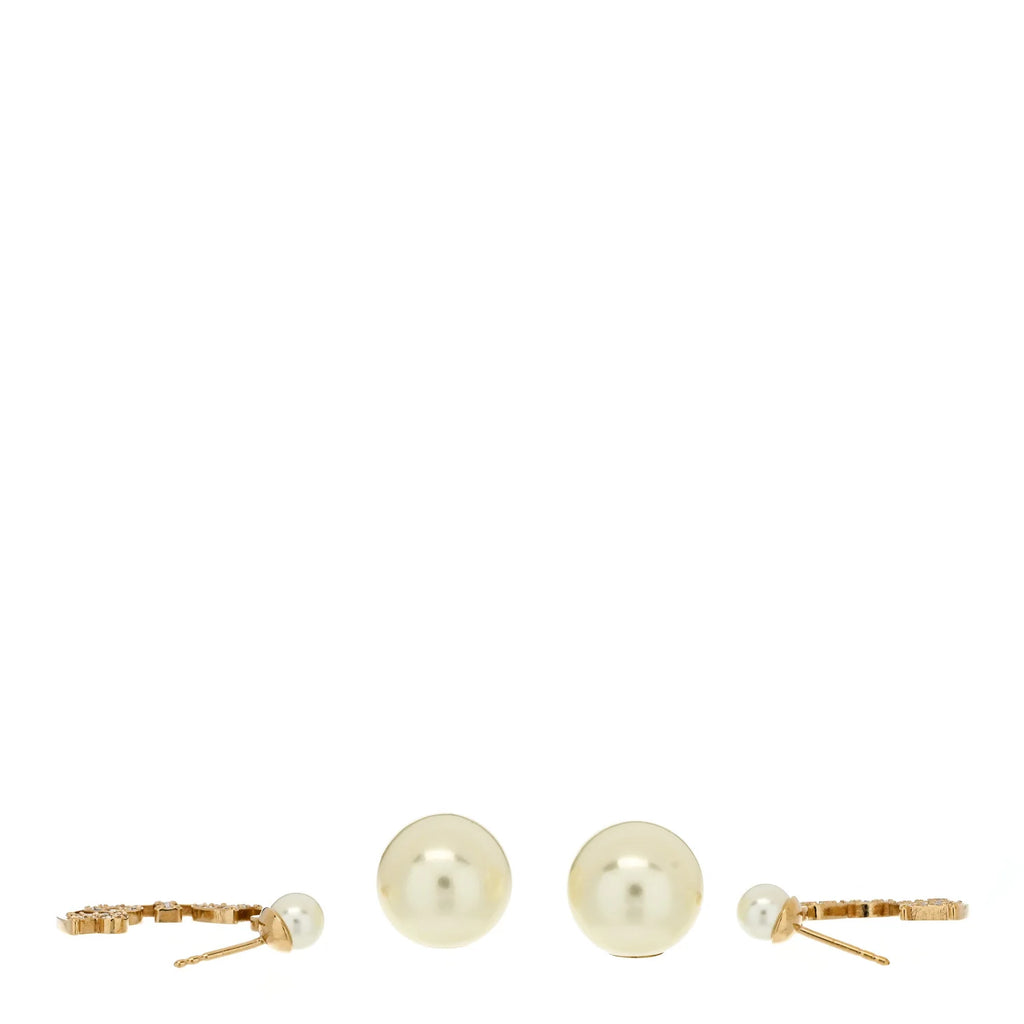 Dior Gold Crystal Pearl Earrings