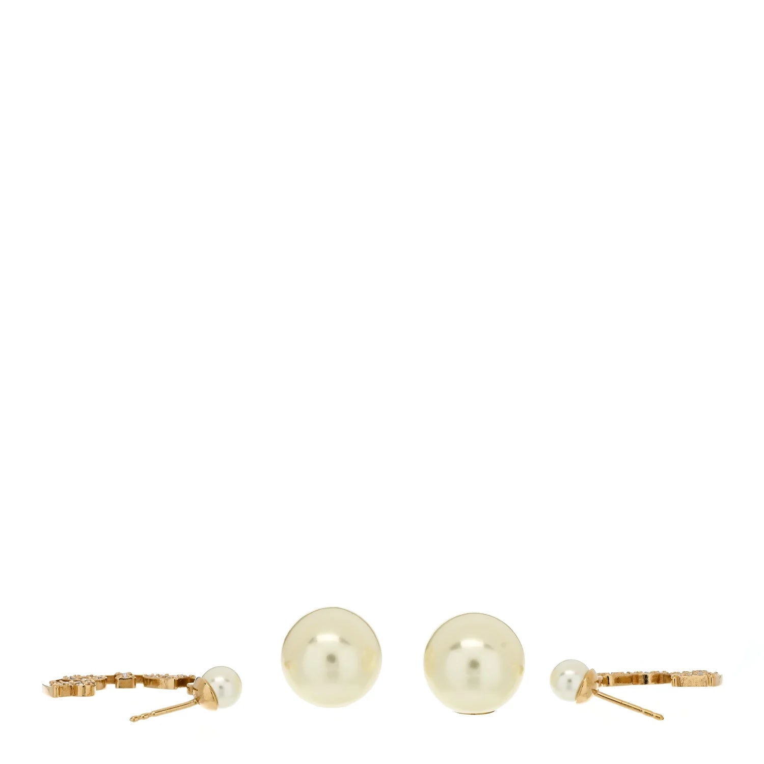 Dior Gold Crystal Pearl Earrings