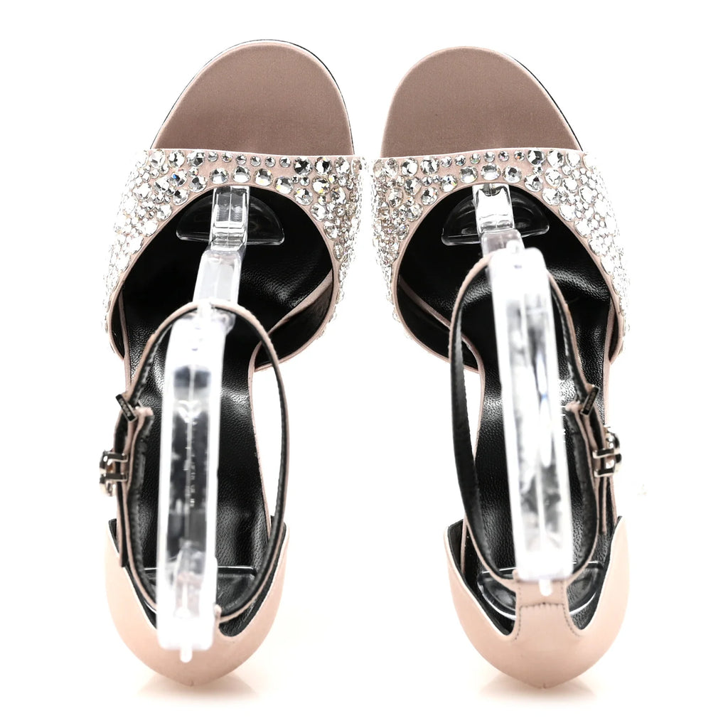 Gucci Pink Satin Crystal Sandals