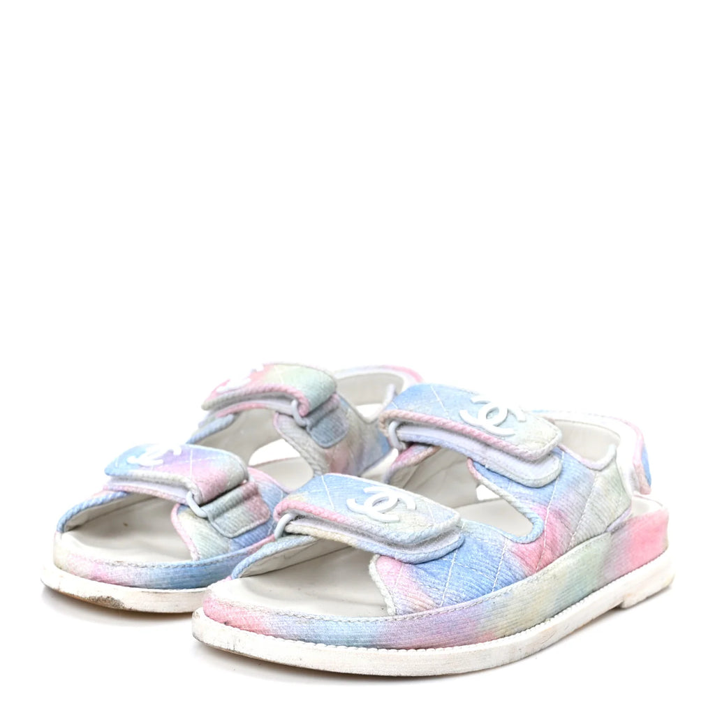 Chanel Multicolor Quilted Fabric Sandals