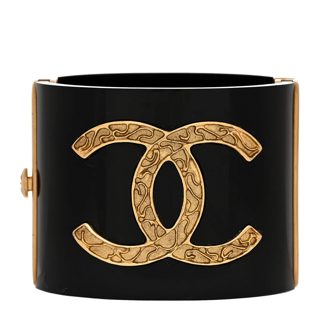 Chanel Black Resin Logo Cuff