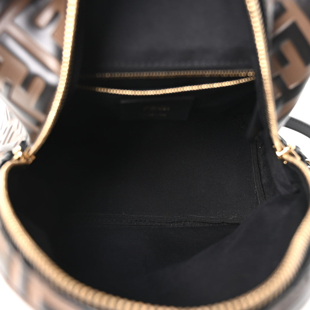 Fendi Brown Embossed Leather Backpack