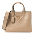 Prada Beige Embossed Leather Tote