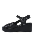 Chanel Black Quilted Wedge Sandals