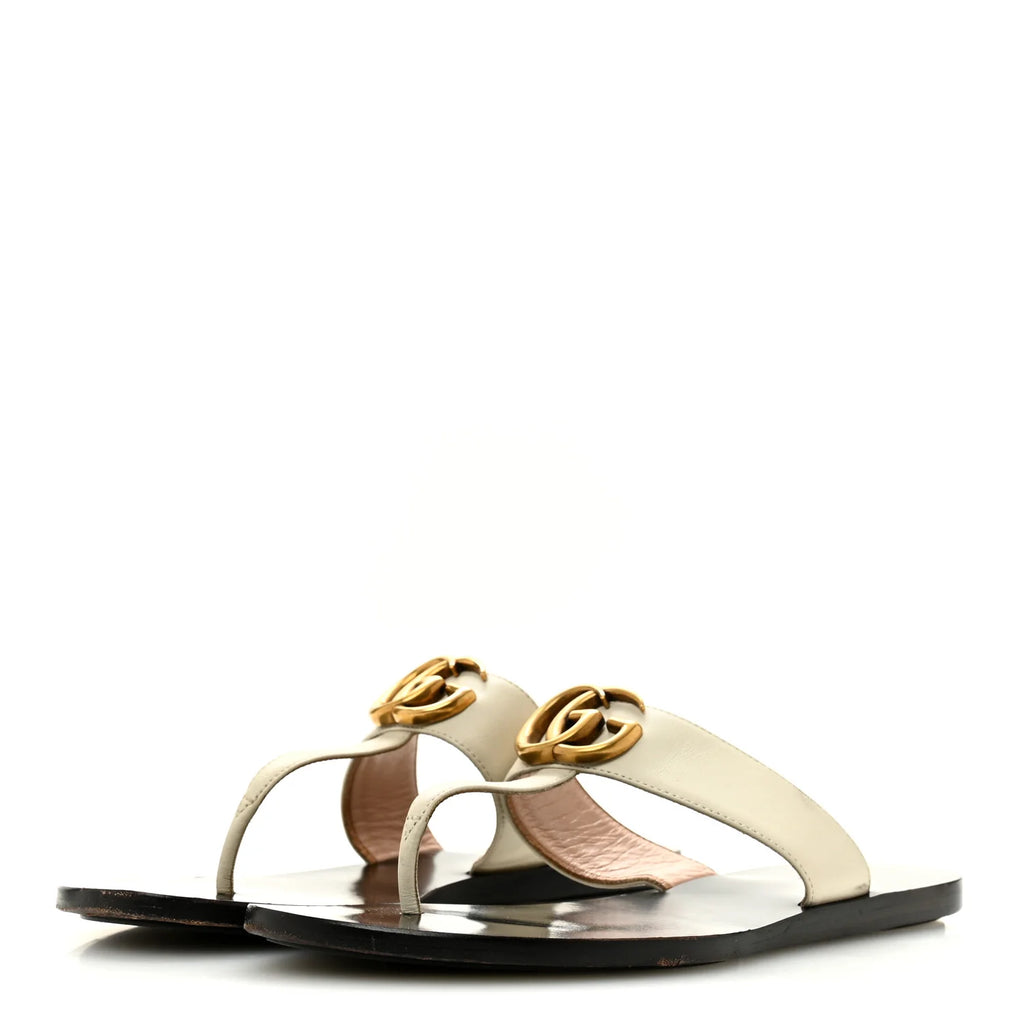 Gucci Off-White Leather Thong Sandals