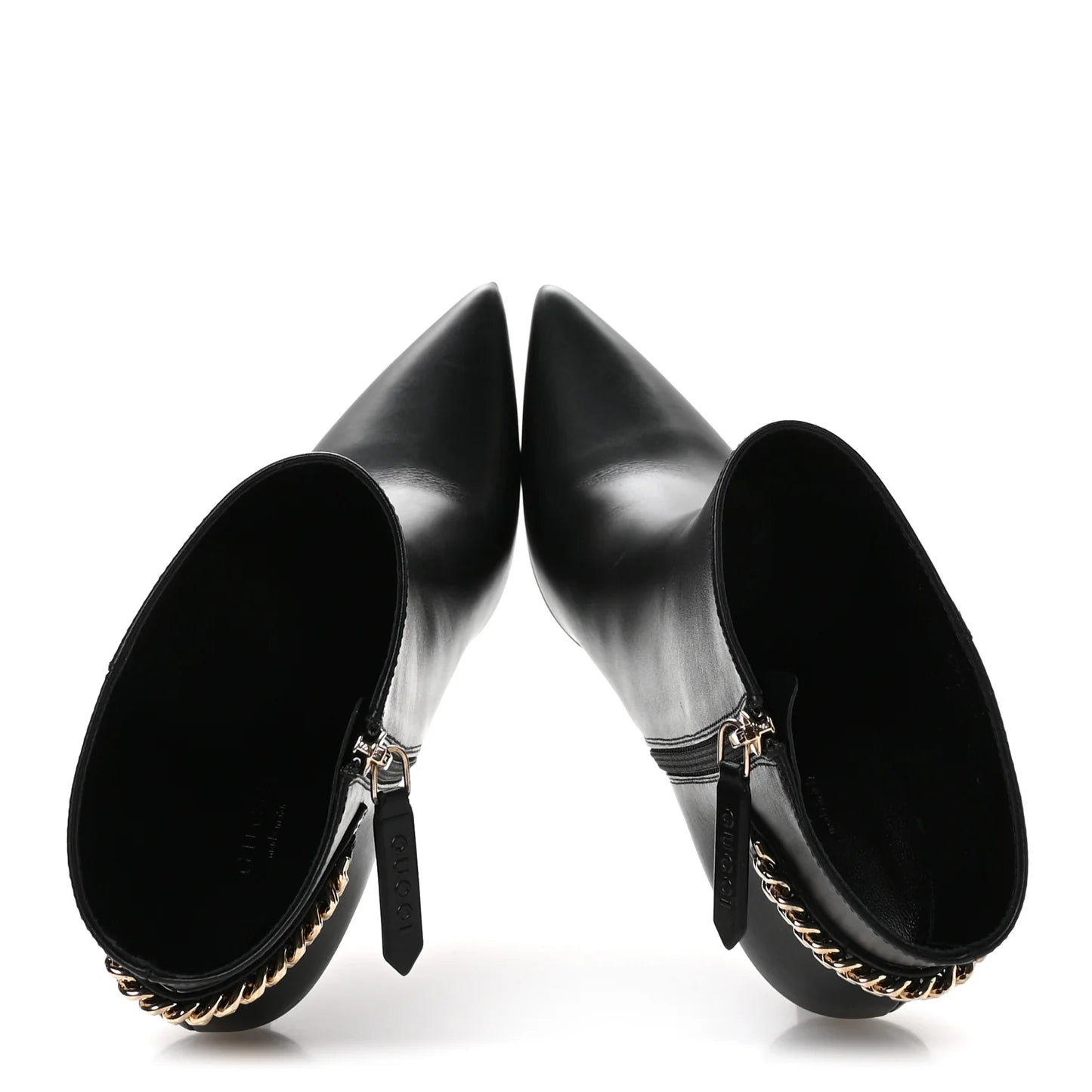 Gucci Black Leather Chain Booties