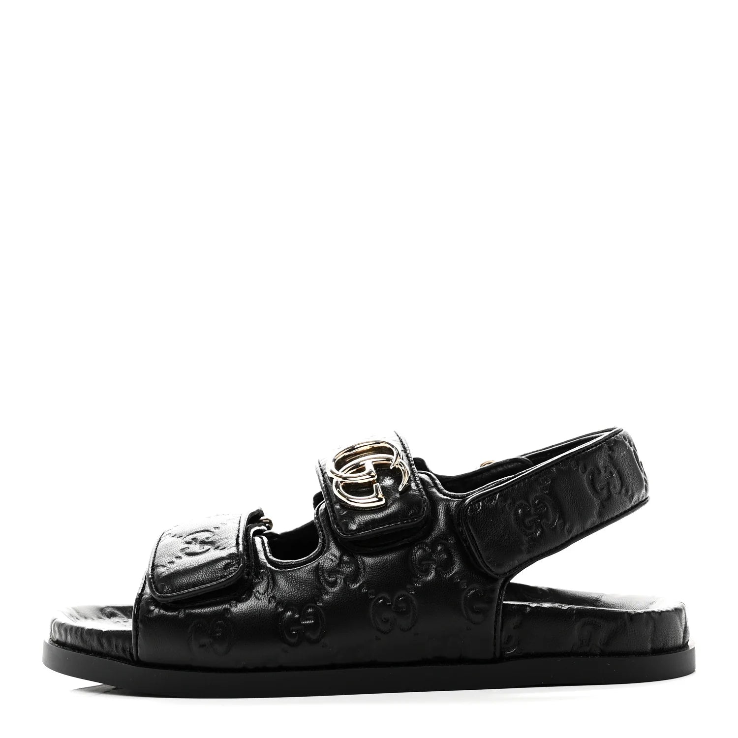 Gucci Black GG Leather Sandals