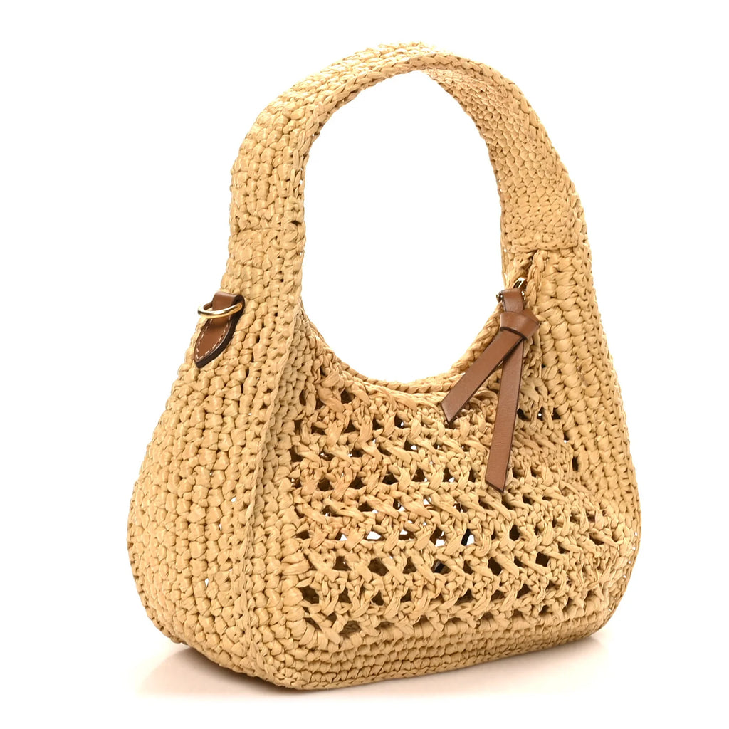 Miu Miu Beige Raffia Crochet Bag