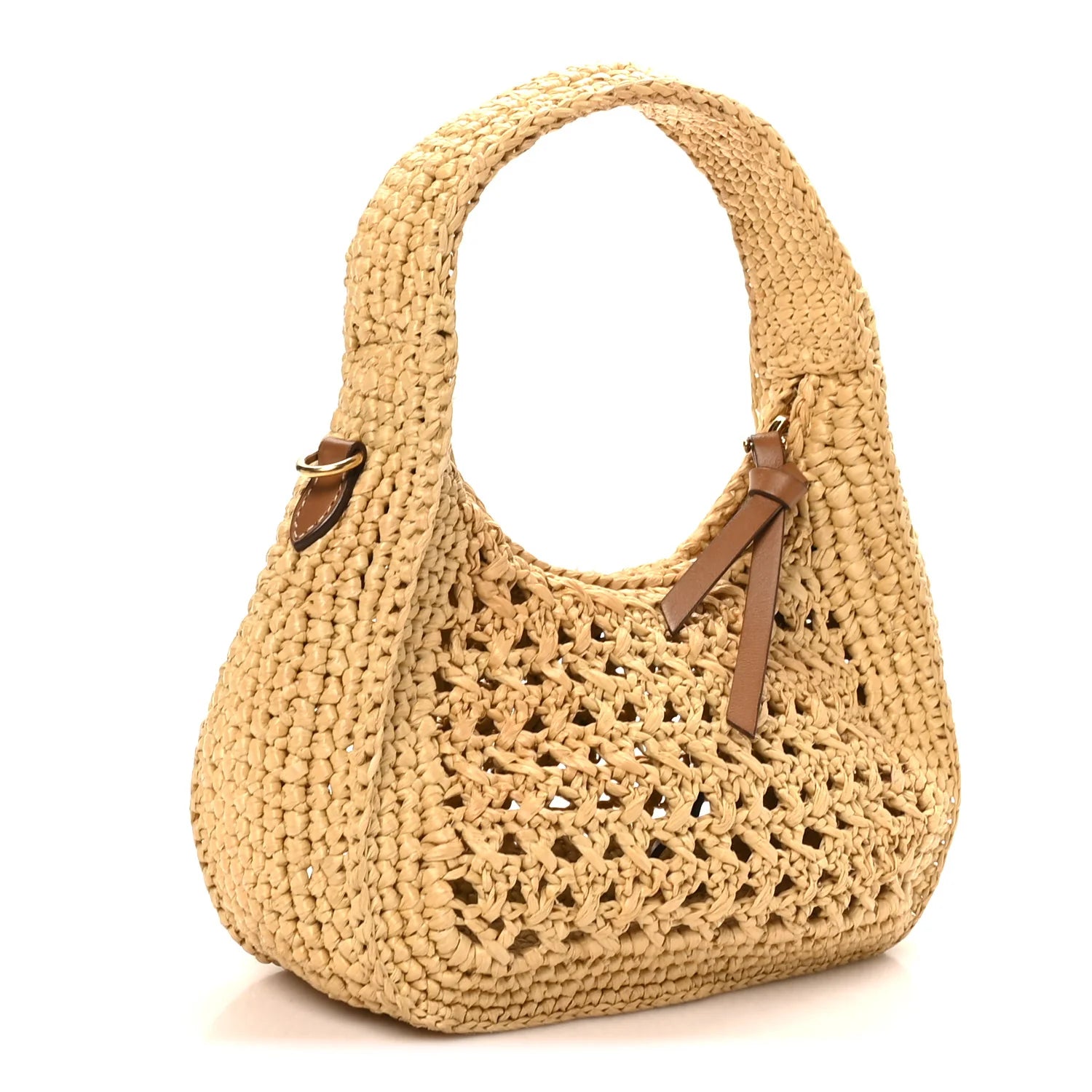 Miu Miu Beige Raffia Crochet Bag