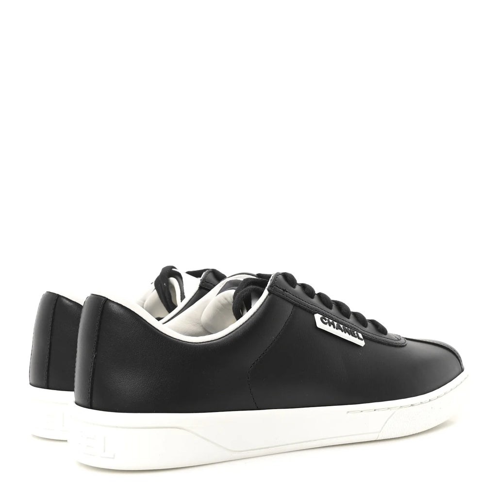 Chanel Black Leather Low-Top Sneakers