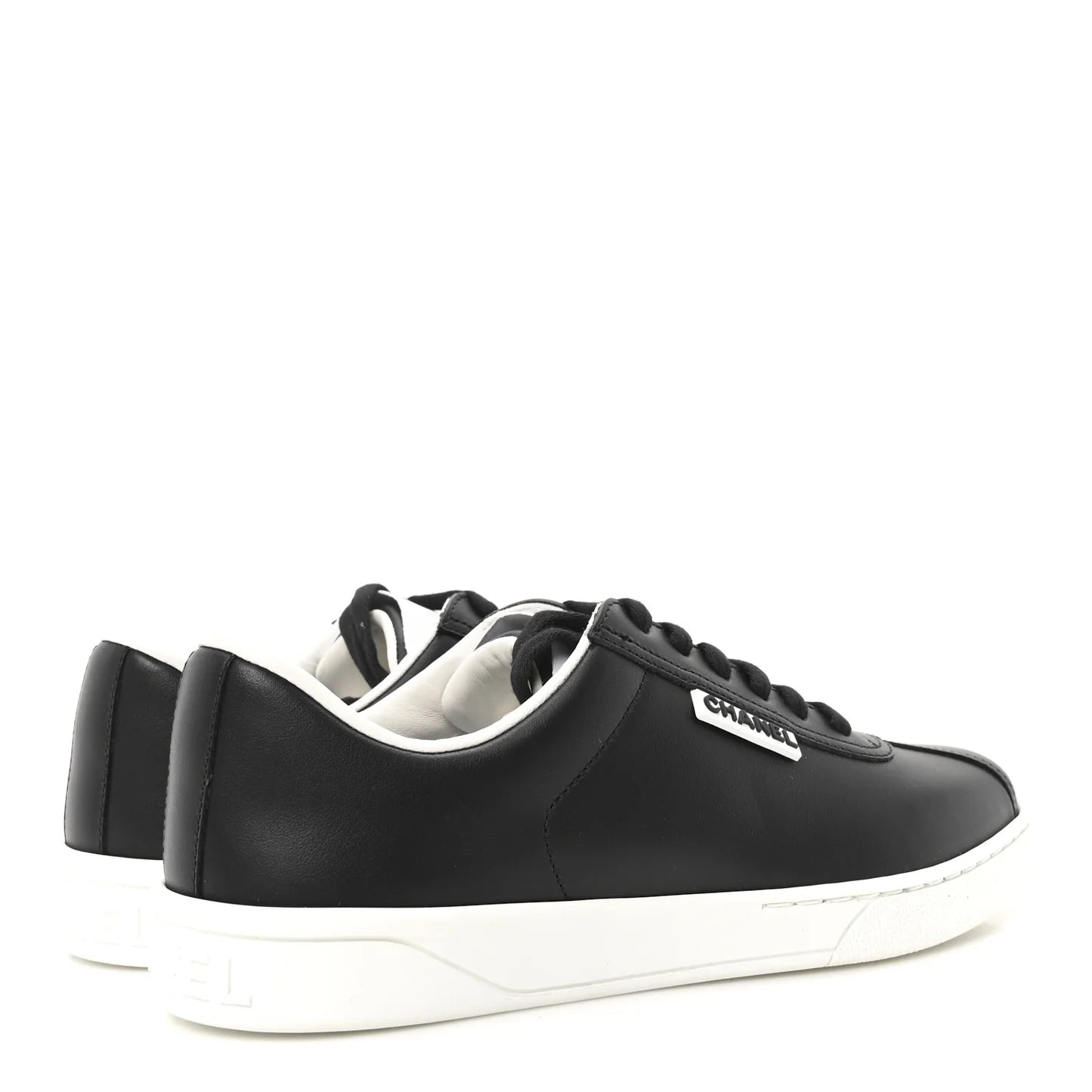 Chanel Black Leather Low-Top Sneakers