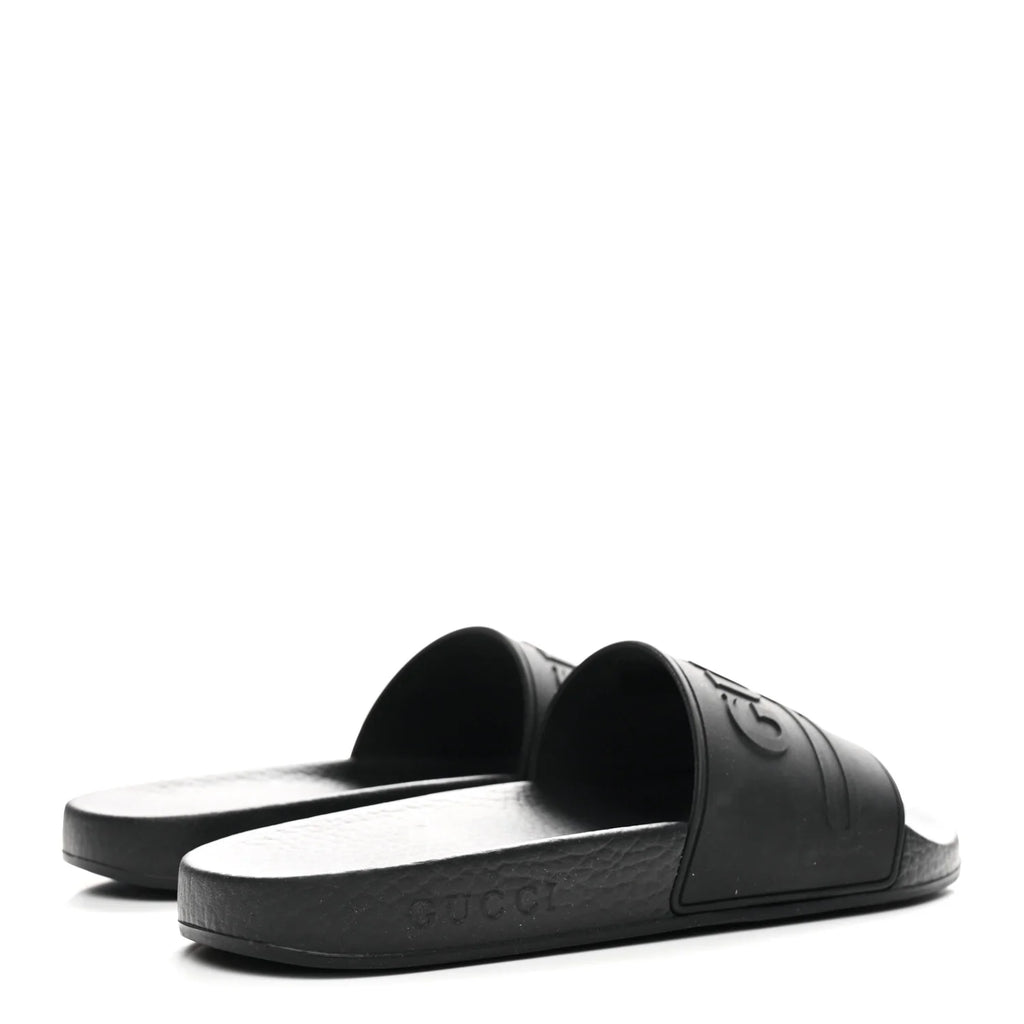 Gucci Black Rubber Logo Slides