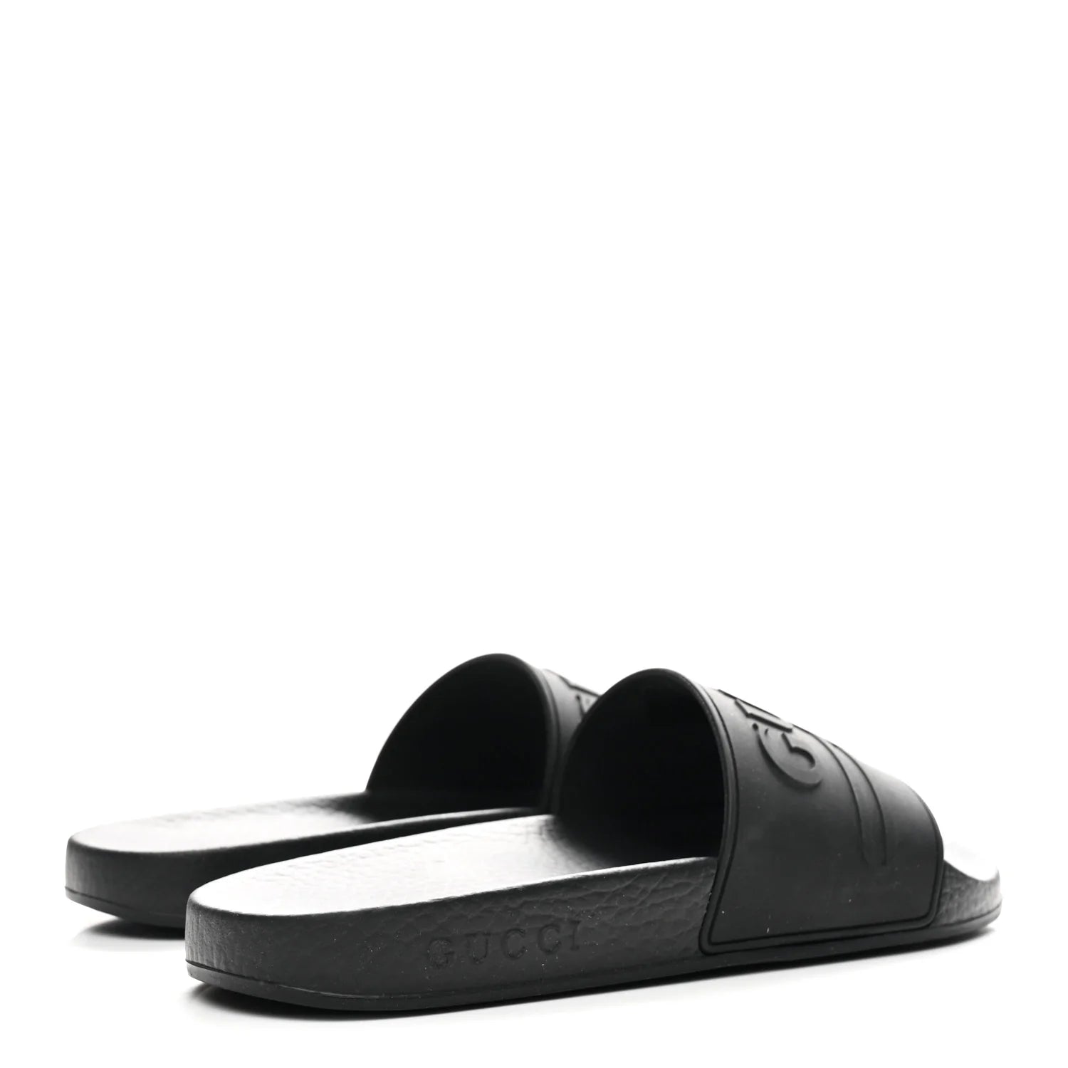 Gucci Black Rubber Logo Slides