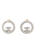 Chanel Silver Crystal CC Earrings