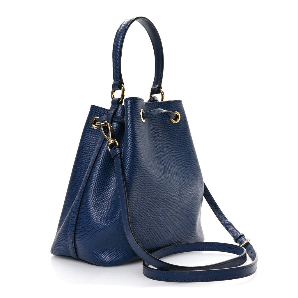 Prada Blue Saffiano Bucket Bag