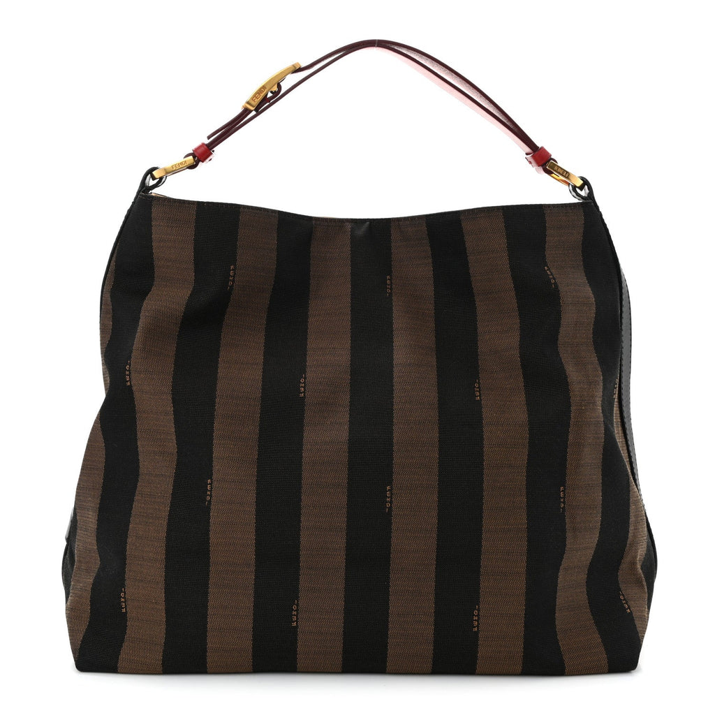 Fendi Brown Pequin Striped Hobo