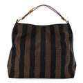 Fendi Brown Pequin Striped Hobo
