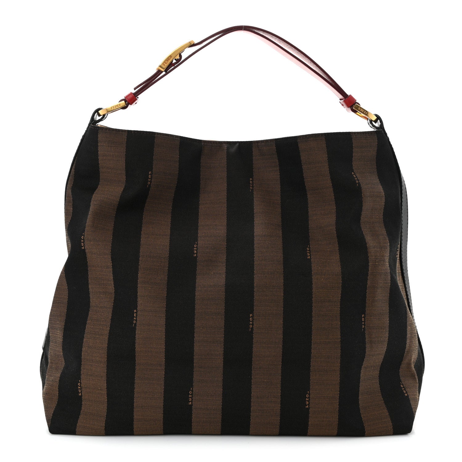 Fendi Brown Pequin Striped Hobo