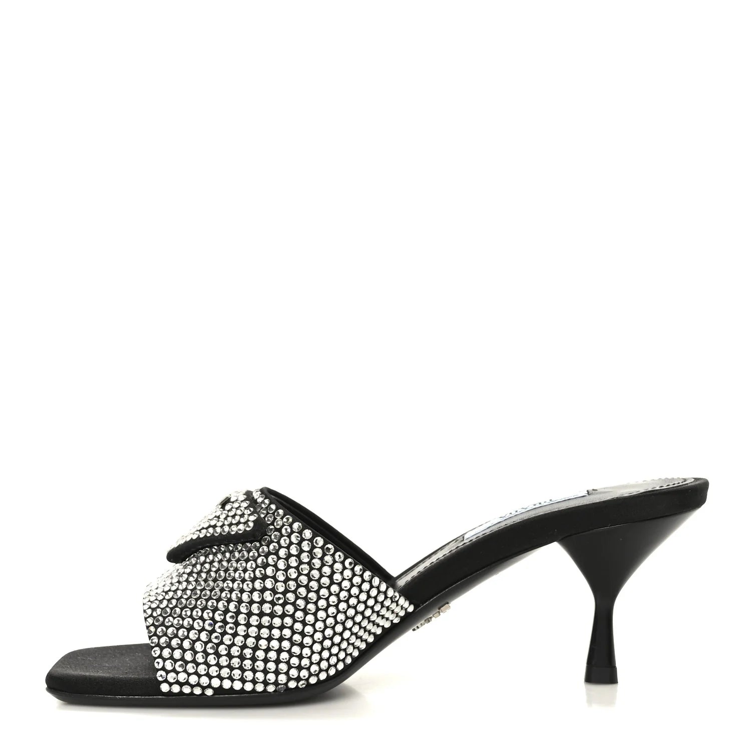 Prada Black Crystal Satin Mules